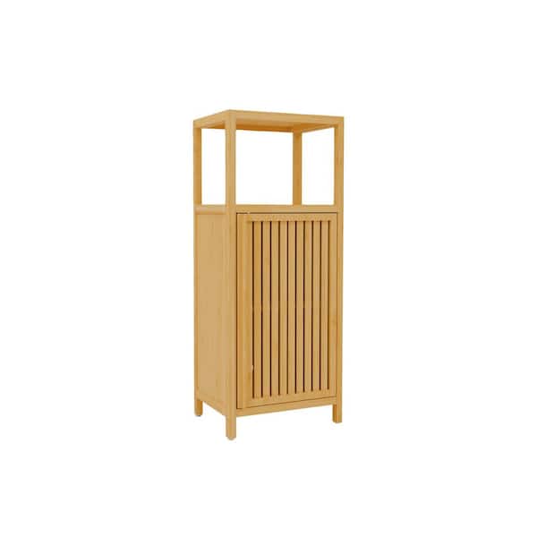 Erica Natural Bamboo 41 in. H Storage Cabinet with Shelves, Single Door Locker and Freestanding