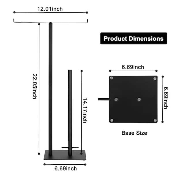 Oumilen Black Toilet Paper Holder Stand Free Standing Double Bar with Reserve