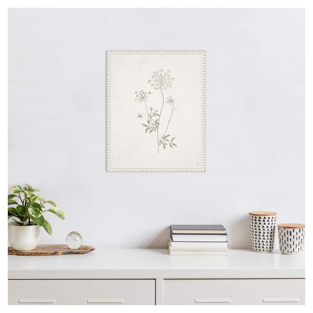 Beaded Perimeter Botanical Canvas Print in White Frame, 16 x 20-in.