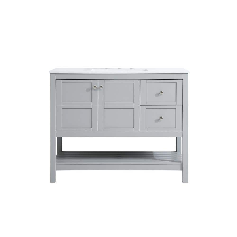 Simply Living 42 in. Single Bathroom Vanity in Gray with Engineered ...