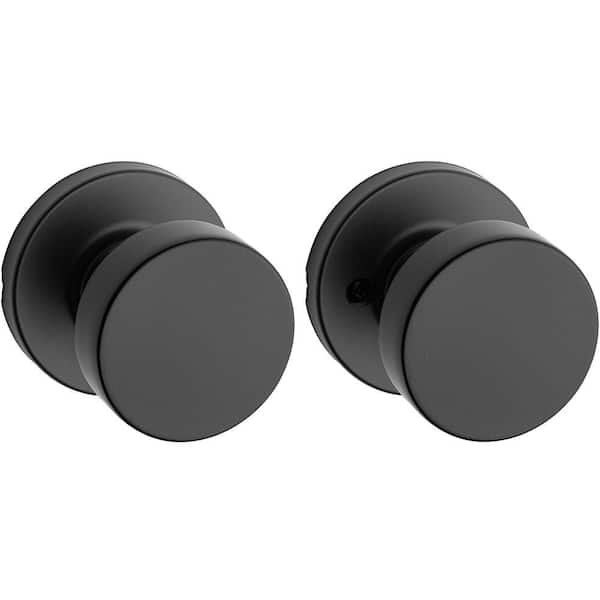 Pismo Round Matte Black Hall/Closet Door Knob Featuring Microban Antimicrobial Technology