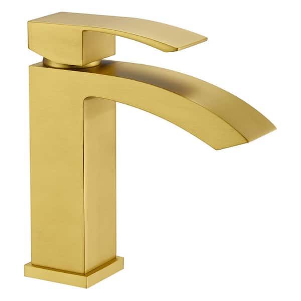 Single Handle Single Hole Bathroom Faucet Spot Resistant in Brushed Gold