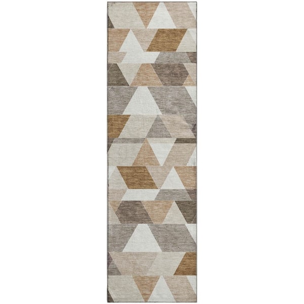 Mayfield Premium Machine Washable Abstract AMF2526 Ivory 2 ft. x 7 ft. Runner Rug