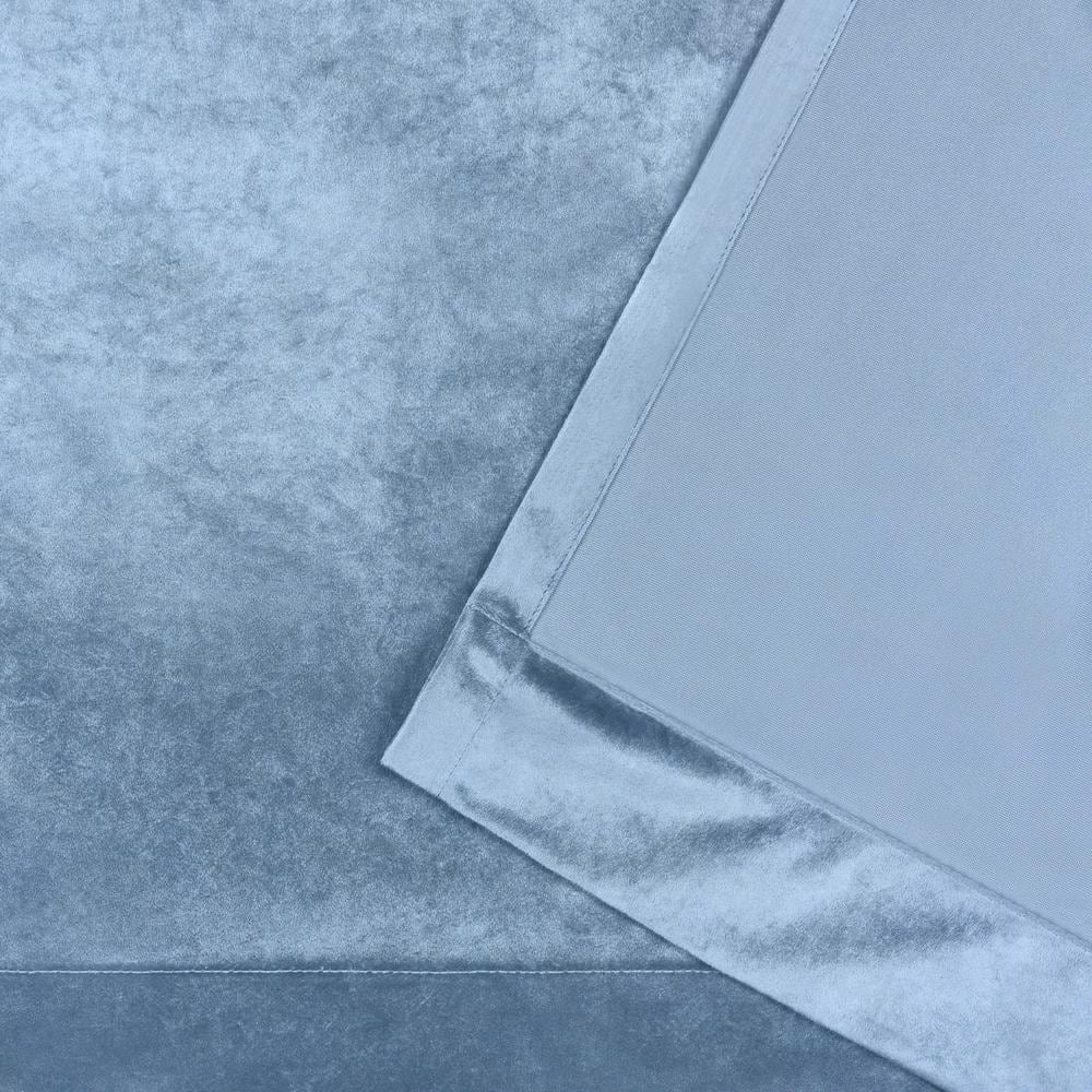 Slate Blue Velvet Light-Filtering Grommet Curtain Panels, 54" x 96"