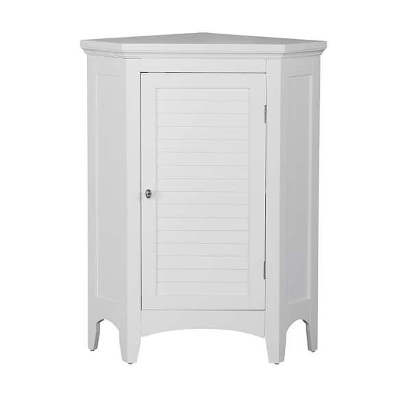 Teamson Home Glancy 17 in. D x 32 in. H x 24.75 in. W Freestanding Corner Bathroom Floor  Storage Linen Cabinet in White