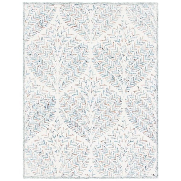 SAFAVIEH Capri Ivory/Blue 8 ft. x 10 ft. Geometric Leaf Area Rug
