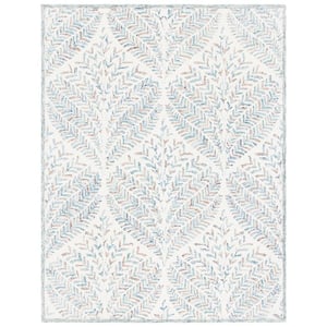 Capri Ivory/Blue 9 ft. x 12 ft. Geometric Leaf Area Rug