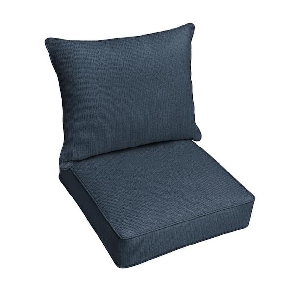 SORRA HOME 25 x 25 x 5 (2-Piece) Deep Seating Outdoor Dining Chair Cushion in Sunbrella Revive Indigo