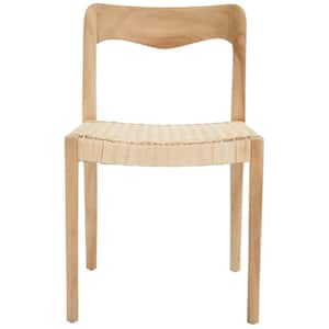 Sezja Off White/Natural 18.5 in. Teak Dining Chair