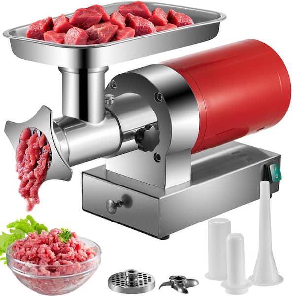 SVOPES 1100 Watt Electric Meat Grinder, 661 Lbs./H Heavy Duty, 1.5 HP Stainless Steel Body,2 Grinding Plates, Stuffer Kit,Red