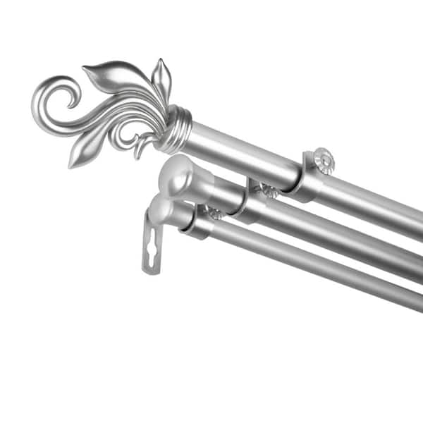 EMOH 48 in. to 84 in. Adjustable 13/16 in. Dia Triple Curtain Rod in Satin Nickel with Andrea Finial
