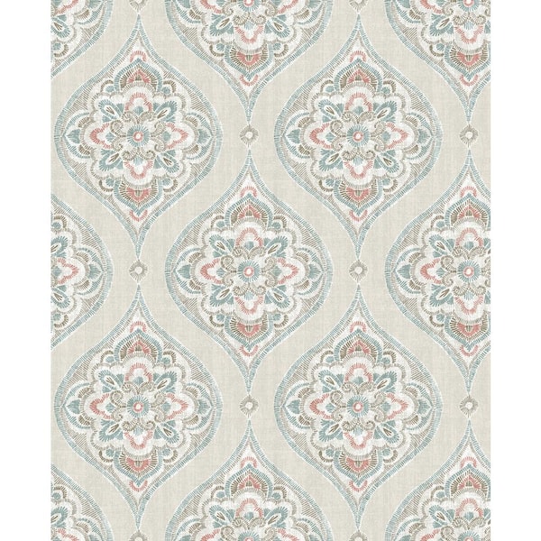 A-Street Prints Adele Teal Damask Paper Strippable Wallpaper (Covers 56.4 sq. ft.)