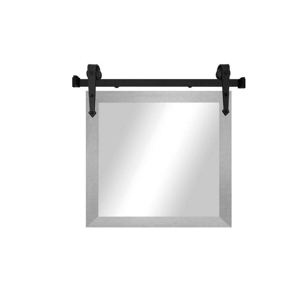 33 in. W x 36 in. H Light Silver Modern Rustic Vertical Mirror with Steel Barn Door Rail price history on PriceWatchPro
