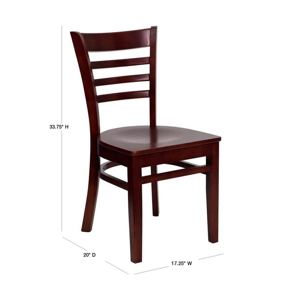 Elegant Ladderback Mahogany Wood Side Chair with Sturdy Frame