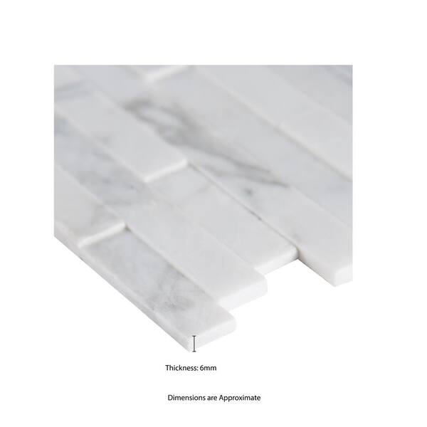 Calacatta Marbella Peel and Stick 12 in. x 12 in. x 6 mm Honed Marble Mosaic Tile (1 sq. ft.) Calacatta Marbella Peel and Stick 12 in. x 12 in. x 6 mm Honed Marble Mosaic Tile (1 sq. ft.)
