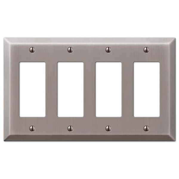 AMERELLE Metallic 4 Gang Rocker Steel Wall Plate - Antique Nickel
