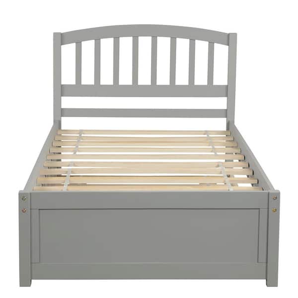 Utopia 4niture Lerizelle Gray Twin size Platform Bed with Trundle