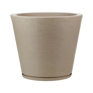 Genebra Small Beige Stone Effect Plastic Resin Indoor and Outdoor Planter Bowl