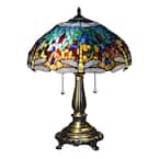Tiffany Blue Dragonfly 23 in. Bronze Table Lamp