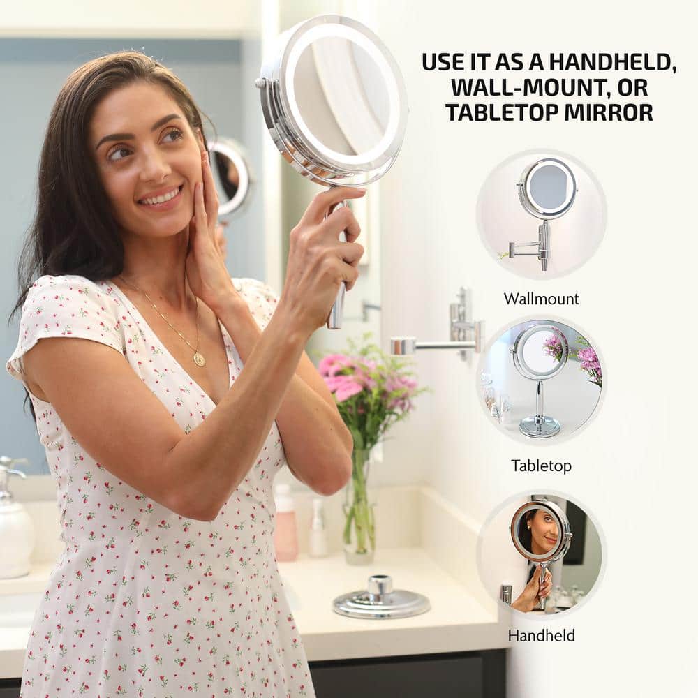 7'' Silver Wall Mounted LED Magnifying Mirror
