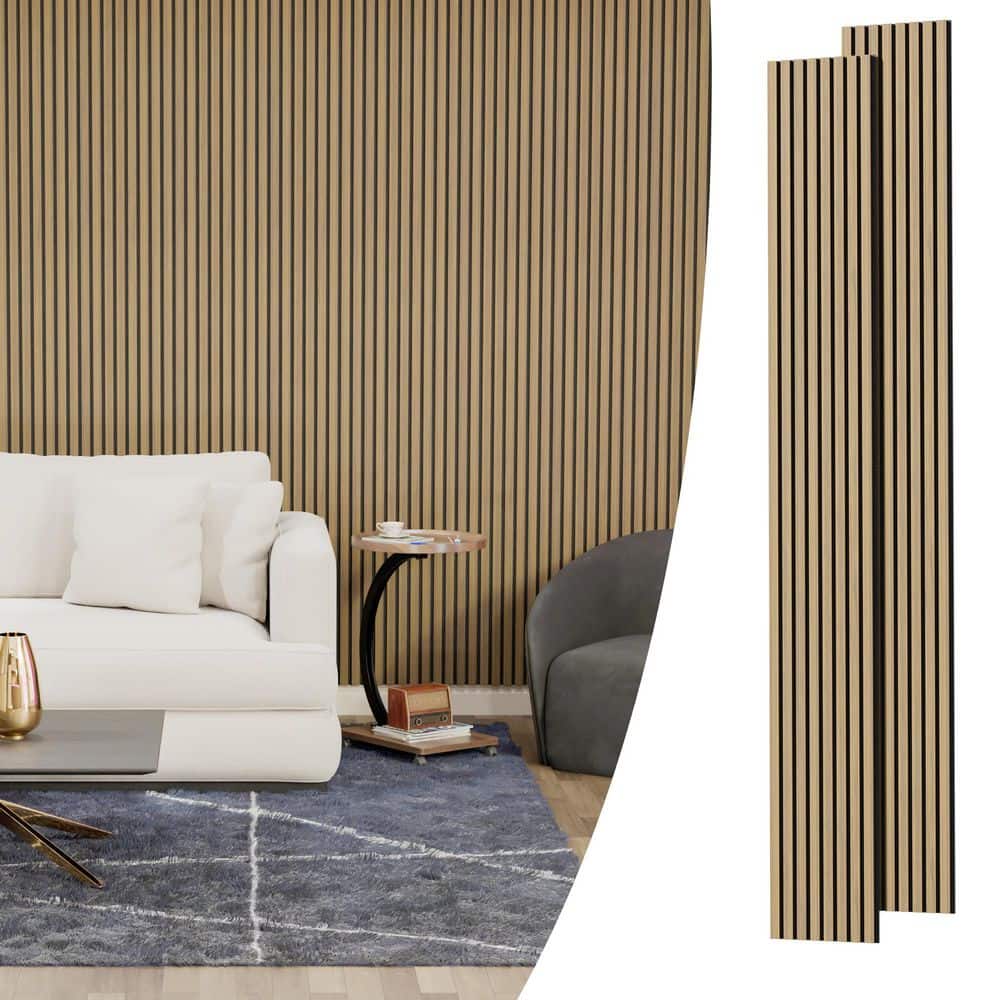 Dovelina 94.5 in. x 11.8 in. Natural Color Rectangle Wood Wall
