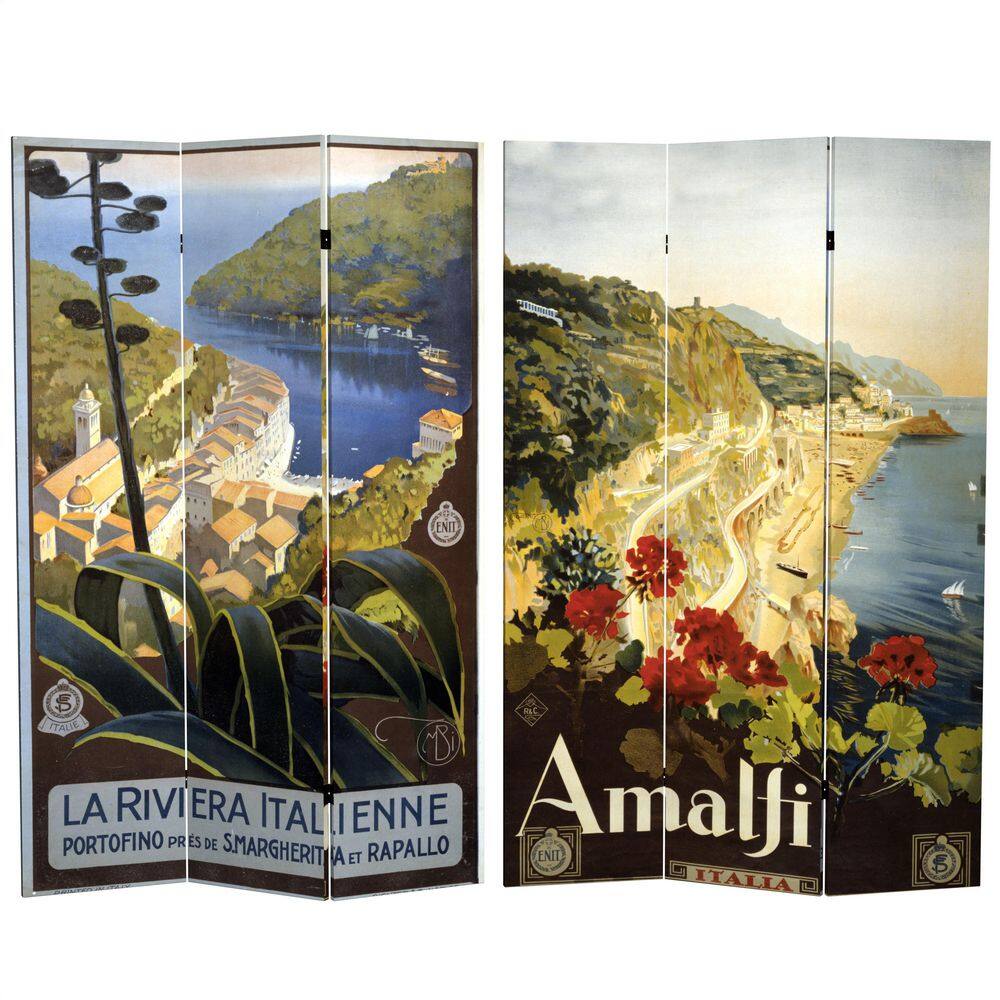 Divisorio Red Lantern 6 Pannelli In Tela – Paradise Grove – 160 Cm – Bianco E Grigio – Legno - 2