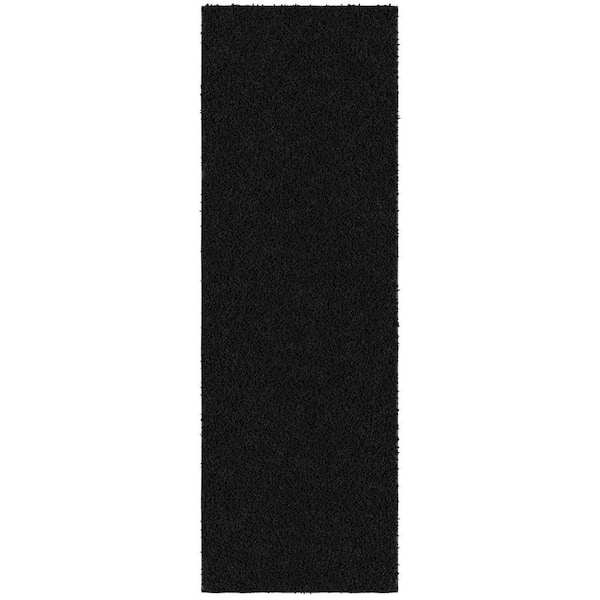 Luxury Collection Non-Slip Rubberback Solid Soft Black 2 ft. x 6 ft. Indoor Runner Rug
