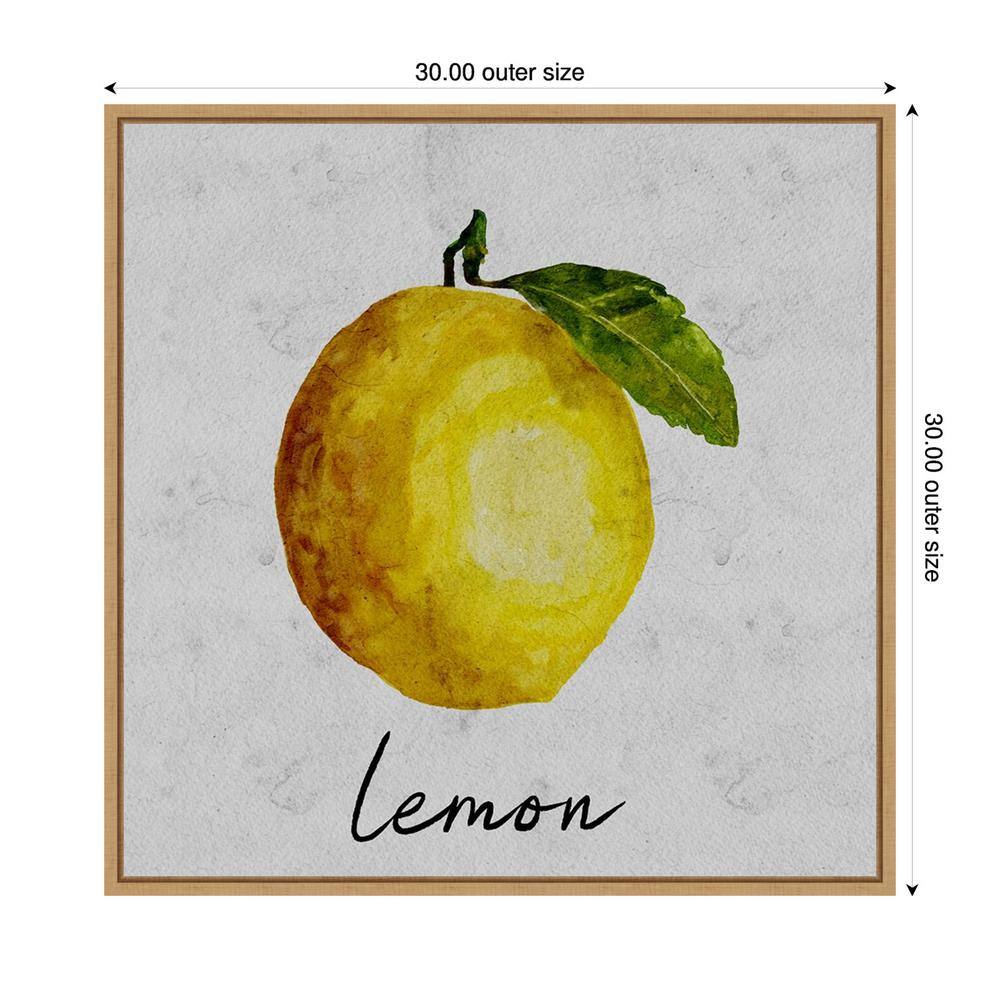 Summertime Citrus II Lemon Watercolor Canvas Print with Maple Frame
