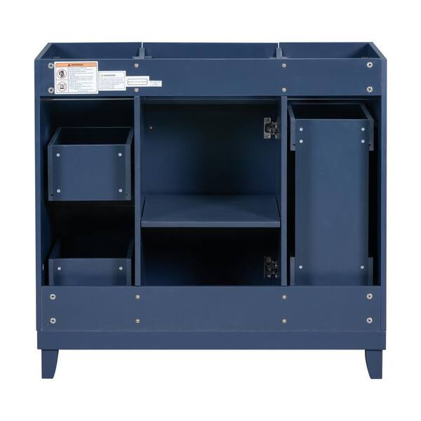 Xzkai 35.4 in. W Bath Vanity Cabinet without Top in Navy Blue with