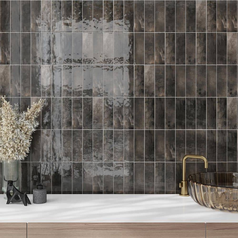 Antiek Black 2.58 in. x 7.9 in. Glossy Ceramic Subway Wall and Floor Tile (5.38 sq. ft./case) (38-pack) price history on PriceWatchPro
