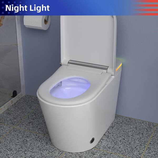 RAINLEX Elongated Bidet Toilet 1.28 GPF in White with Heated Soft Close