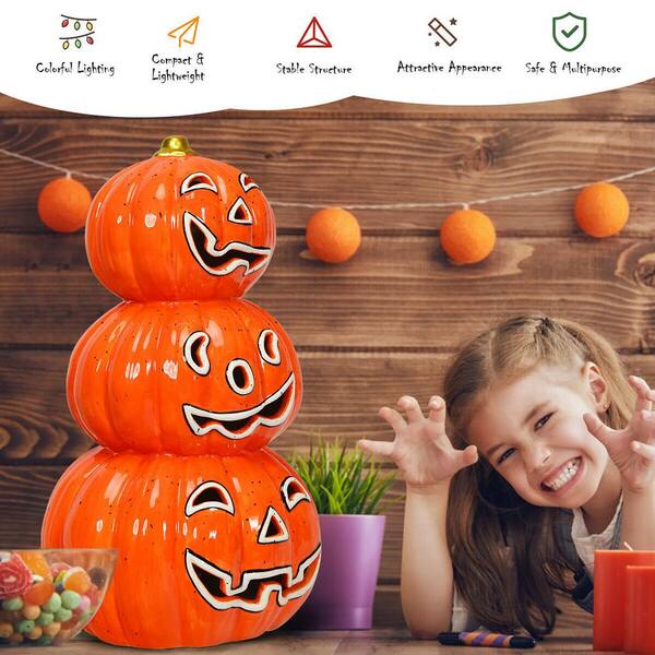 Pumpkin face scary smile orange red Halloween Digital Art by