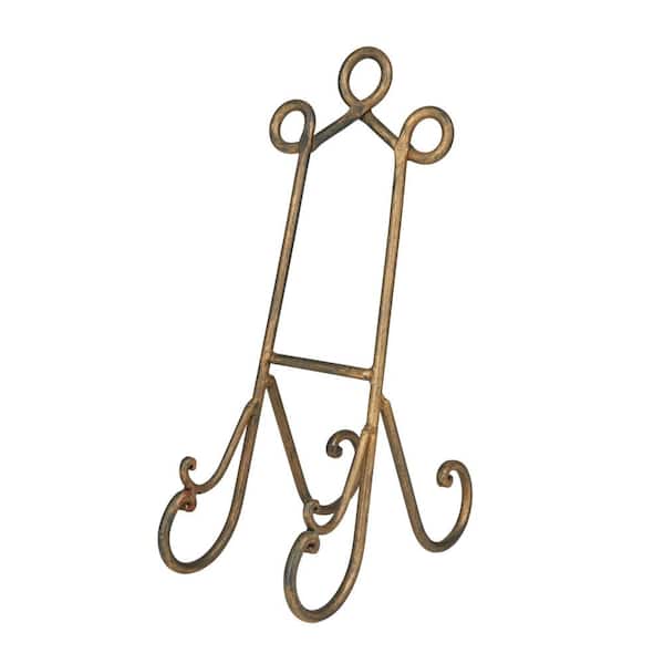 Litton Lane 13 in. Gold Metal Scroll Tabletop Display Easel