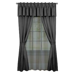 Claire 6 Piece 55 in. W x 63 in. L Polyester Light Filtering Window Curtain Set in Charcoal