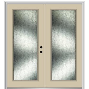 64 in. x 80 in. Left-Hand Inswing Rain Glass Wicker Fiberglass Prehung Front Door on 4-9/16 in. Frame