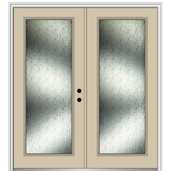MMI Door 64 in. x 80 in. Left-Hand Inswing Rain Glass Wicker Fiberglass Prehung Front Door on 4-9/16 in. Frame