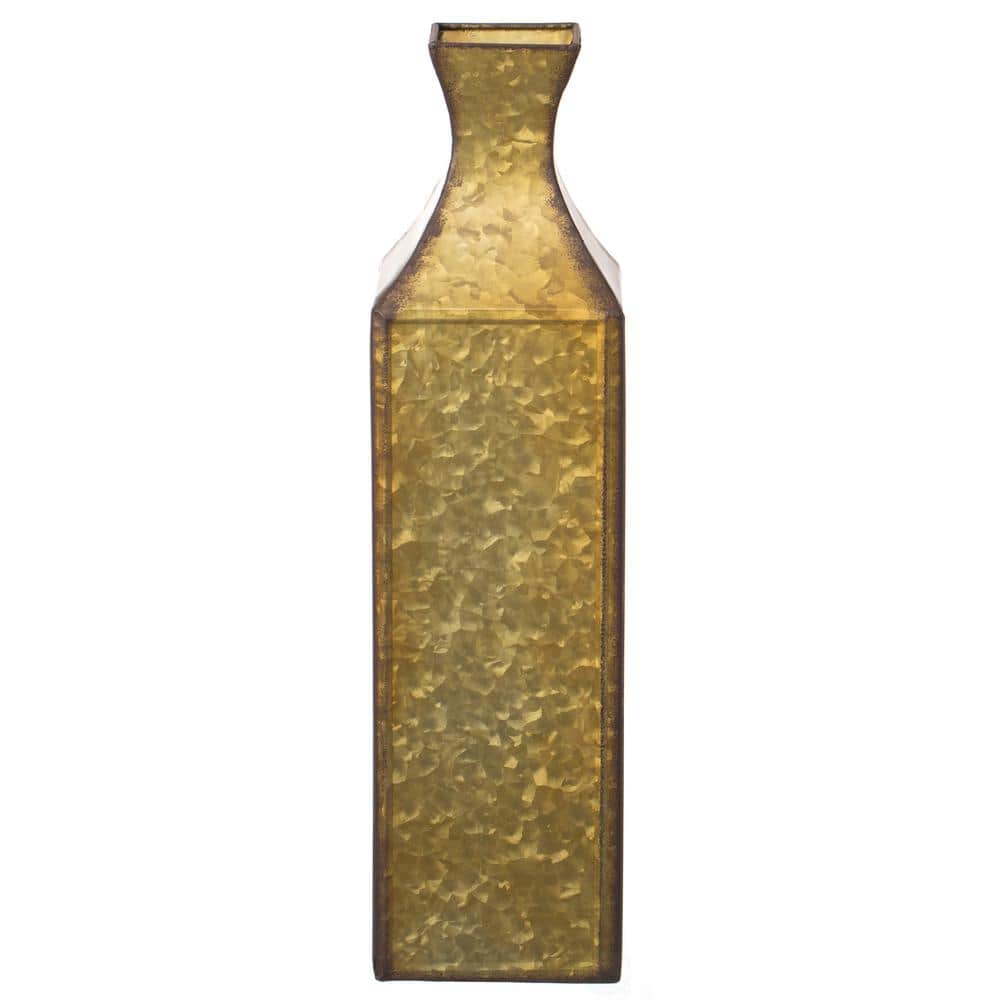 Medium Gold Textured Metal Bottle Shape Floor Vase