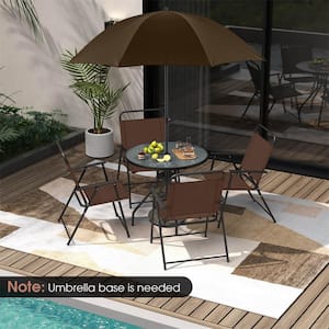 6-Piece Steel Outdoor Dining Set and Umbrella