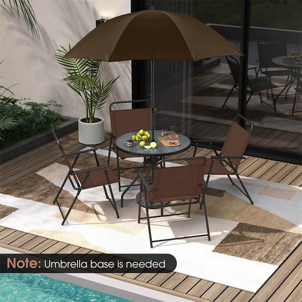 6-Piece Steel Outdoor Dining Set and Umbrella