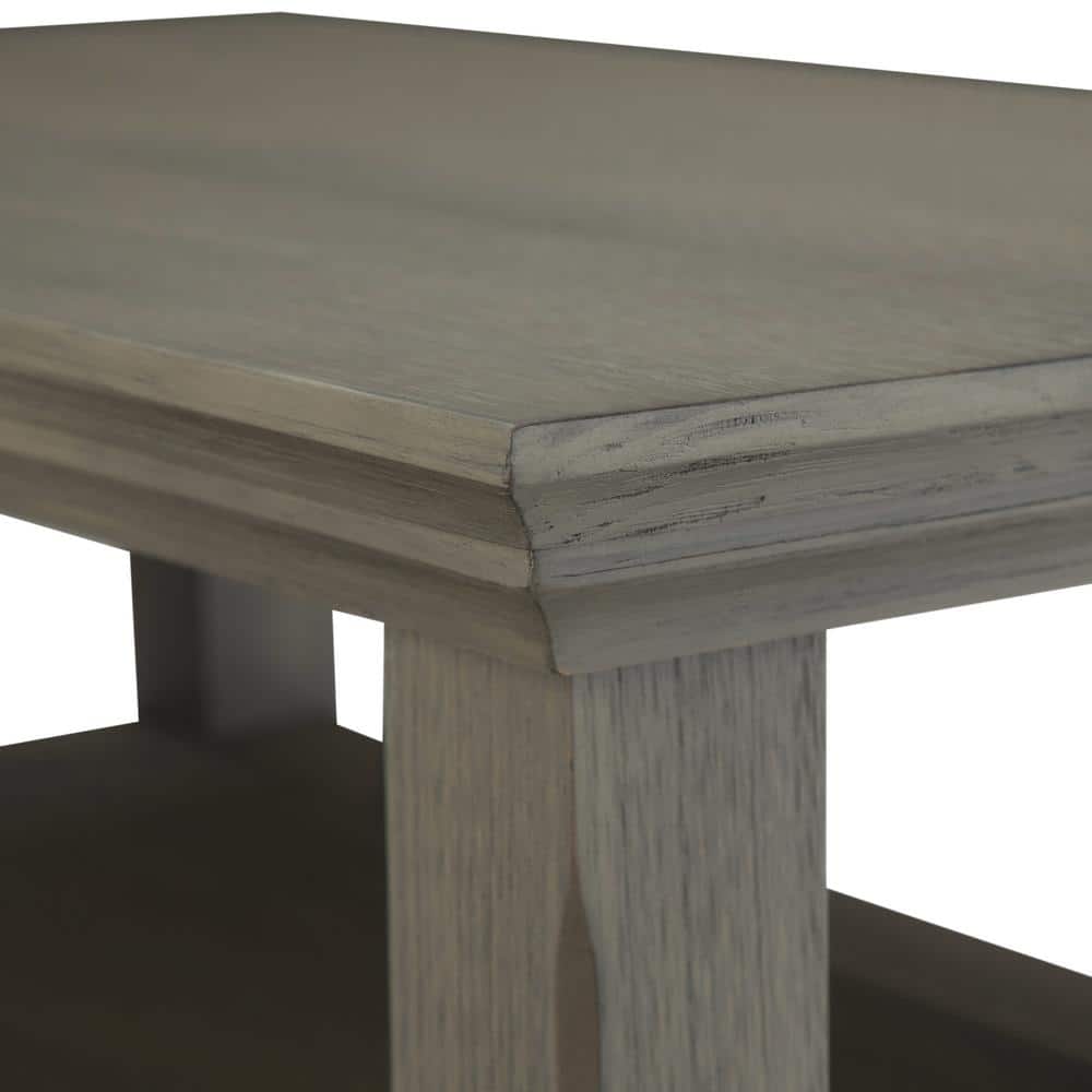 Farmhouse Gray Solid Wood Narrow Side Table with Shelves