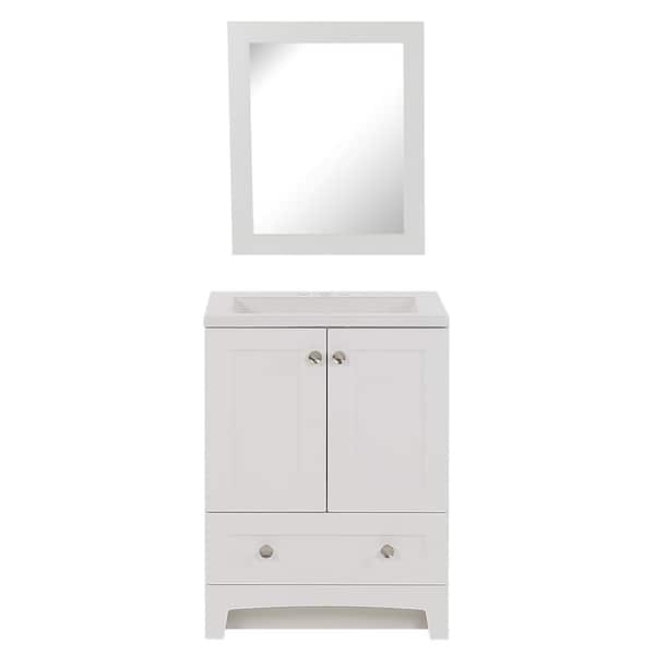 Home Decorators Collection Thornbriar 24 in. W x 18.75 in. D Bath Vanity in White with Colorpoint Vanity Top in White with White Sink and Mirror