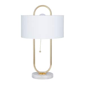 20 in. White Metal Paper Clip Task and Reading Table Lamp with Marble Base