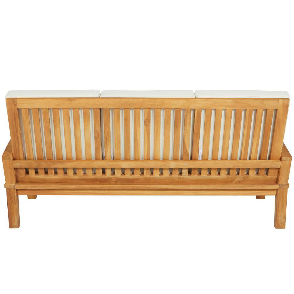 Brown Teak Wood 5-Piece Outdoor Seating Set with Cushions