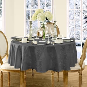 70 in. Round Gray Barcelona Damask Fabric Tablecloth