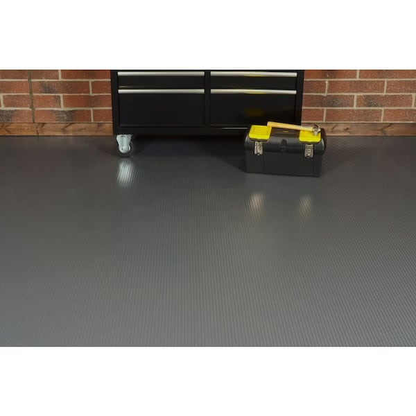 G-Floor Rib 7.5 ft x 17 ft Slate Grey Vinyl Garage Flooring Cover