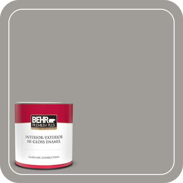 BEHR PREMIUM PLUS 1 qt. #BNC-17 Casual Gray Hi-Gloss Enamel Interior/Exterior Paint & Primer