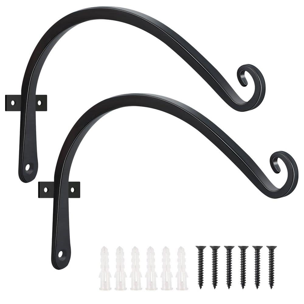 12 in. Metal Hanging Plant Bracket Hooks for Outdoor Hanging Bird Feeders, Wind Chimes, Plant Baskets, Black (2-Pack) price history on PriceWatchPro