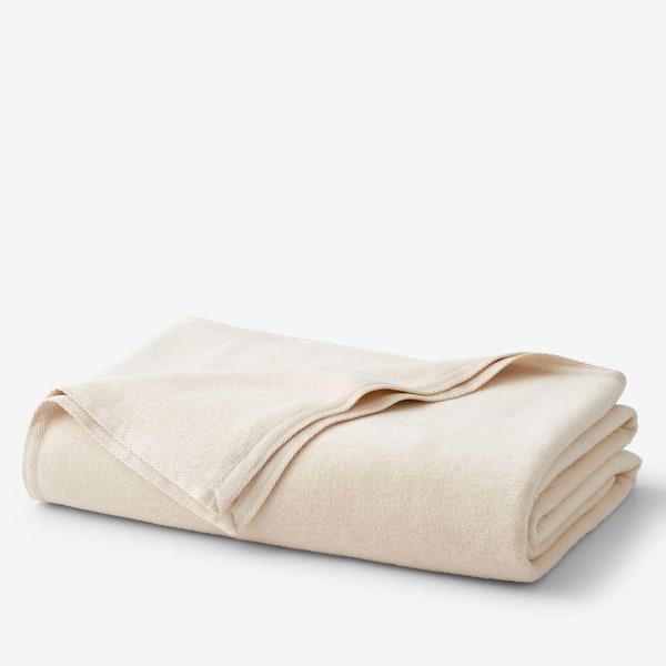 Company Cotton Acrylic Fleece Collection Ivory Cotton King/California King Woven Blanket
