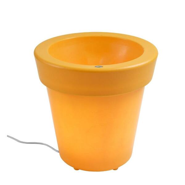 Filament Design Twist Production 20 in. Yellow Outdoor Lighted Planter