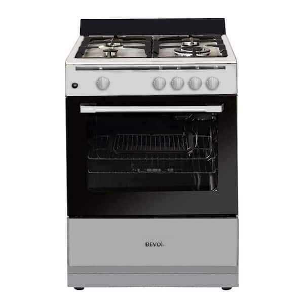 24 in. Freestanding 2.43 cu. ft. Gas Range with 4-Burners in Stainless Steel